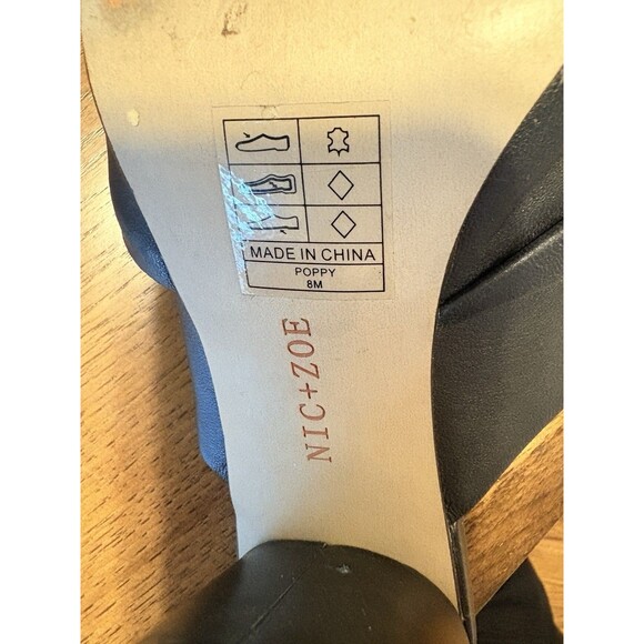 NIC+ZOE Poppy Women 8 M Black Leather Peep Toe Bow Block Heel - Picture 5 of 16